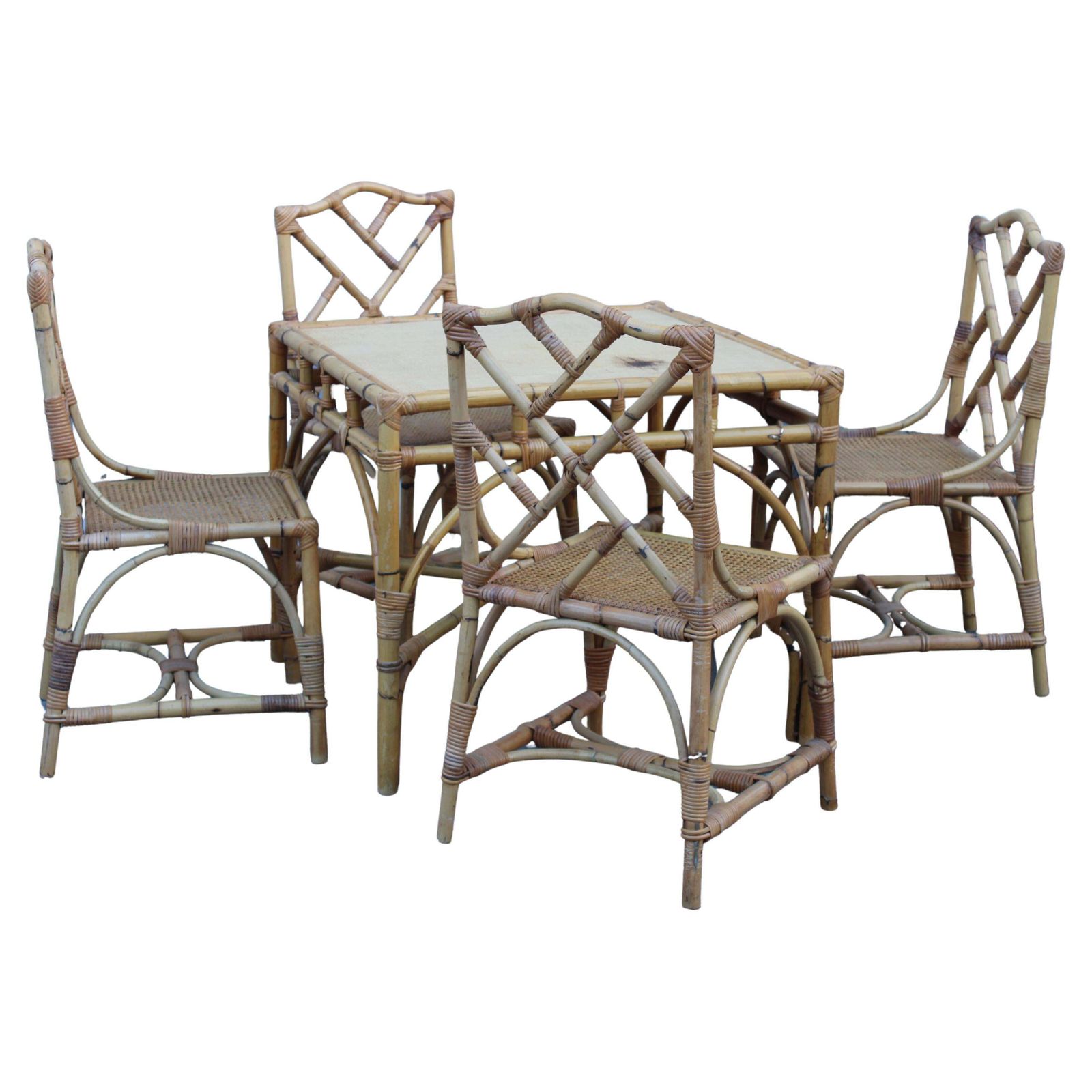 Square Dining Table With Chairs In Bamboo Southern Nurseries 1970s