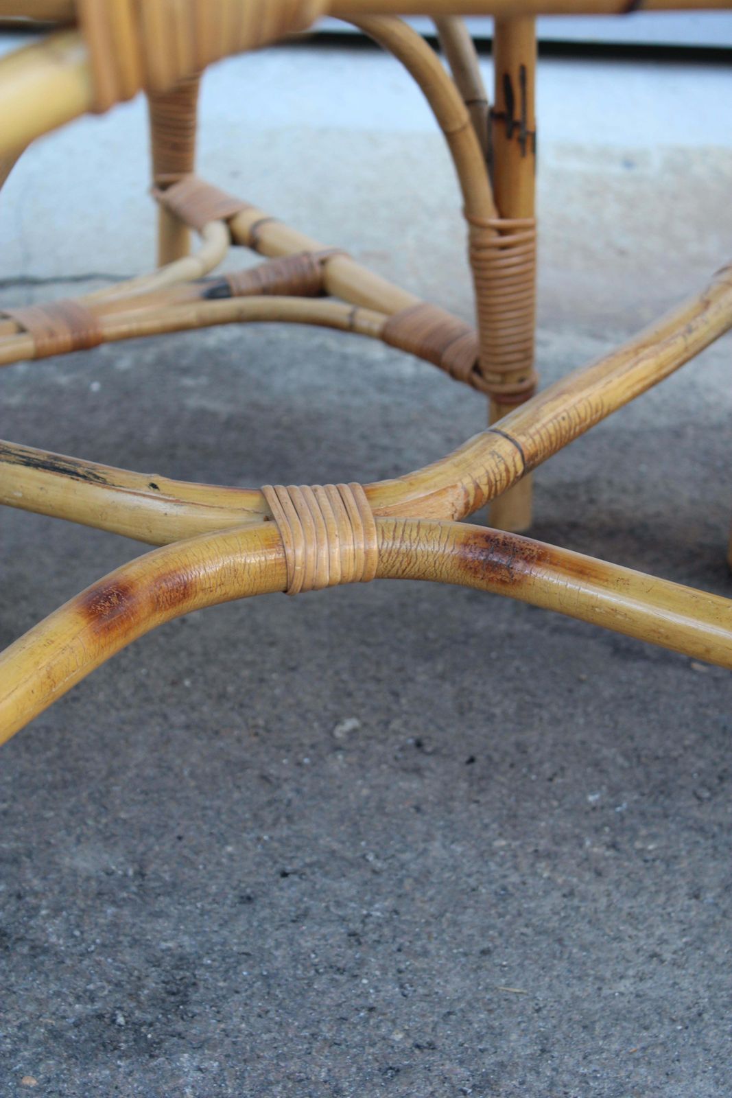 photo for sale Square Dining Table With Chairs In Bamboo Southern Nurseries 1970s