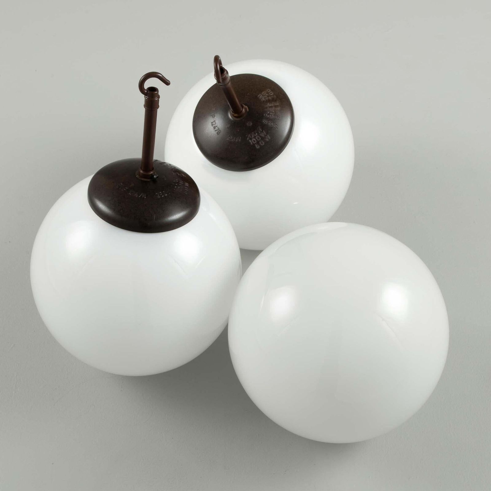 Mid Century Czech Milk Glass / Opaline Glass Globe Pendant Lights photo furniture