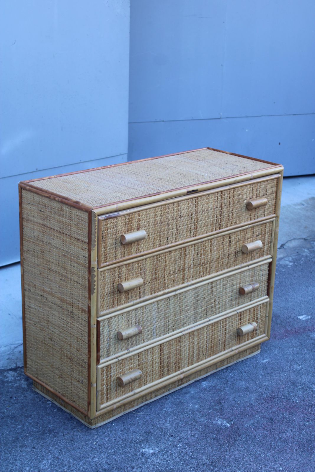 Italian Bamboo Chest Of Drawers With Drawers 1970 photo vinterior