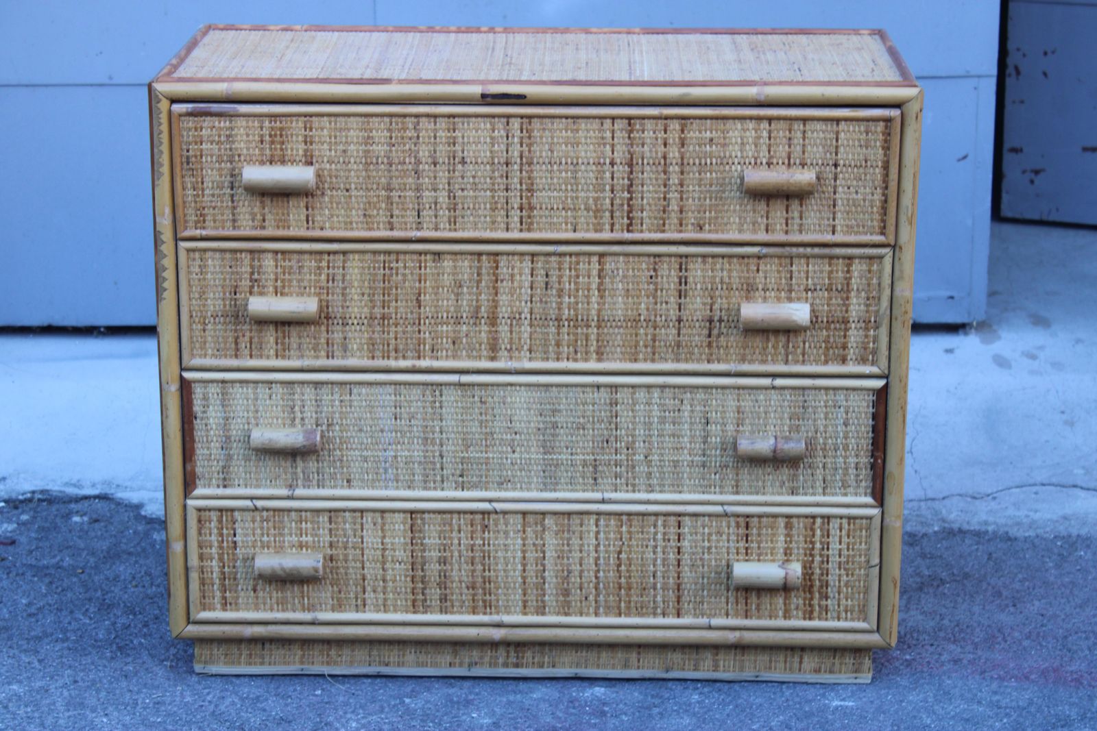 Furniture Italian Bamboo Chest Of Drawers With Drawers 1970 photo