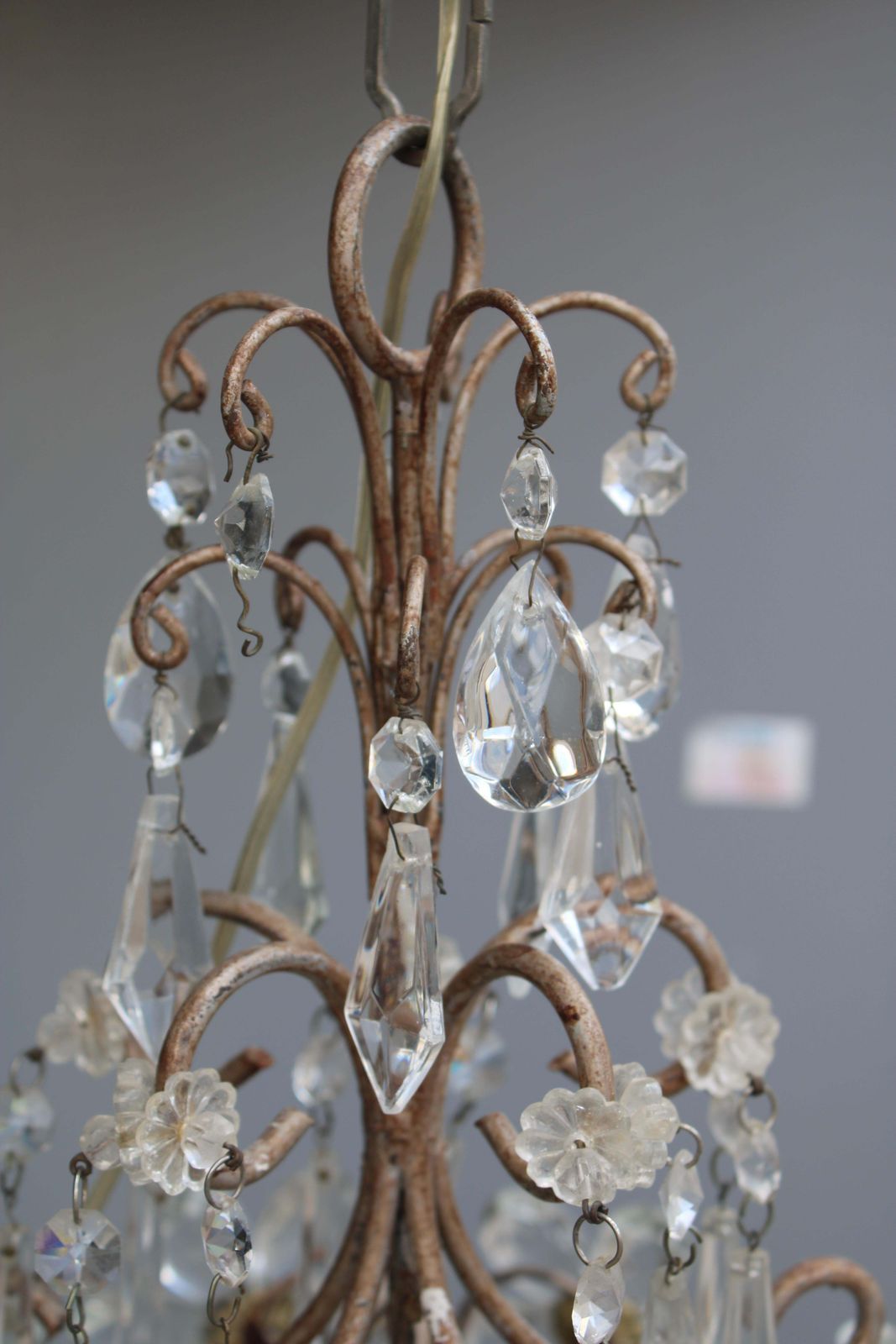 photo vinterior Decorative French Metal And Crystal Laterna 1950 Made In France