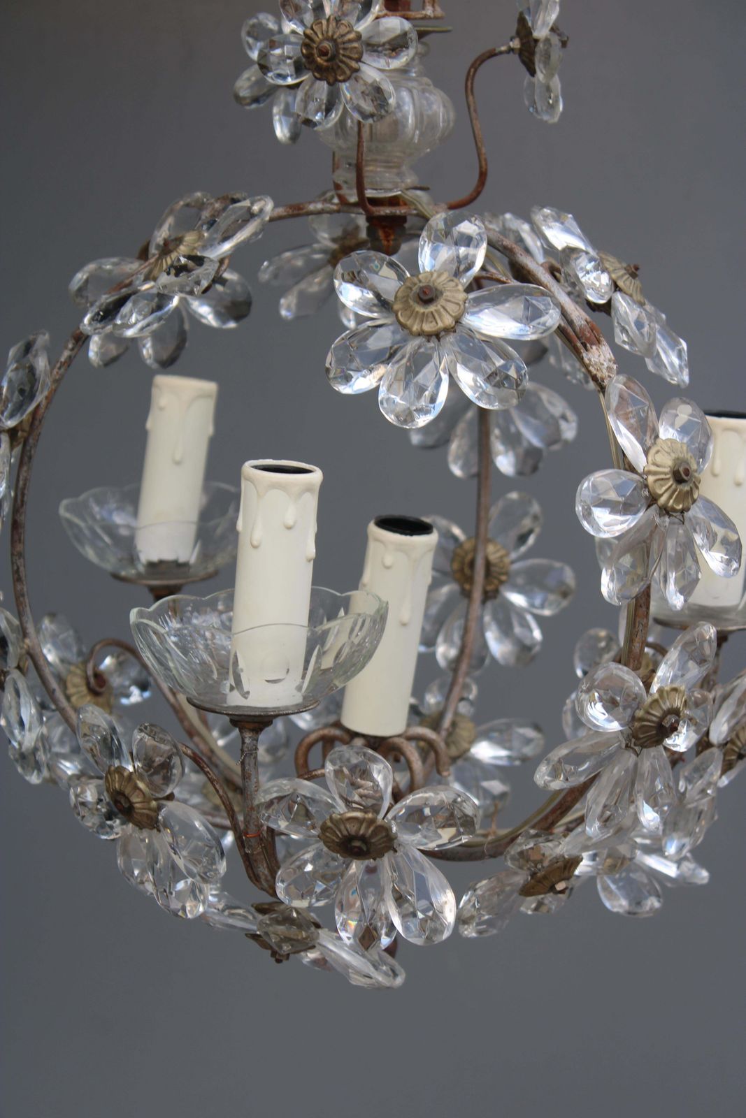 Metal And Crystal Lantern French 1950s Mid Century France Design photo Lighting