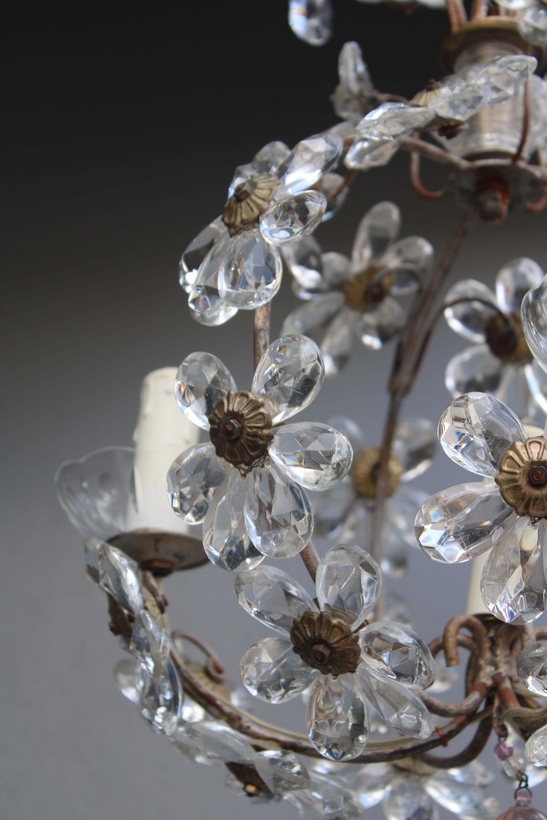 photo for sale Metal And Crystal Lantern French 1950s Mid Century France Design