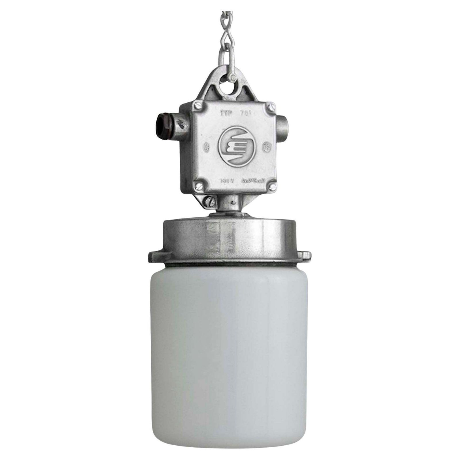 Mid Century Industrial Opaline Pendant Light By Elektrosvit