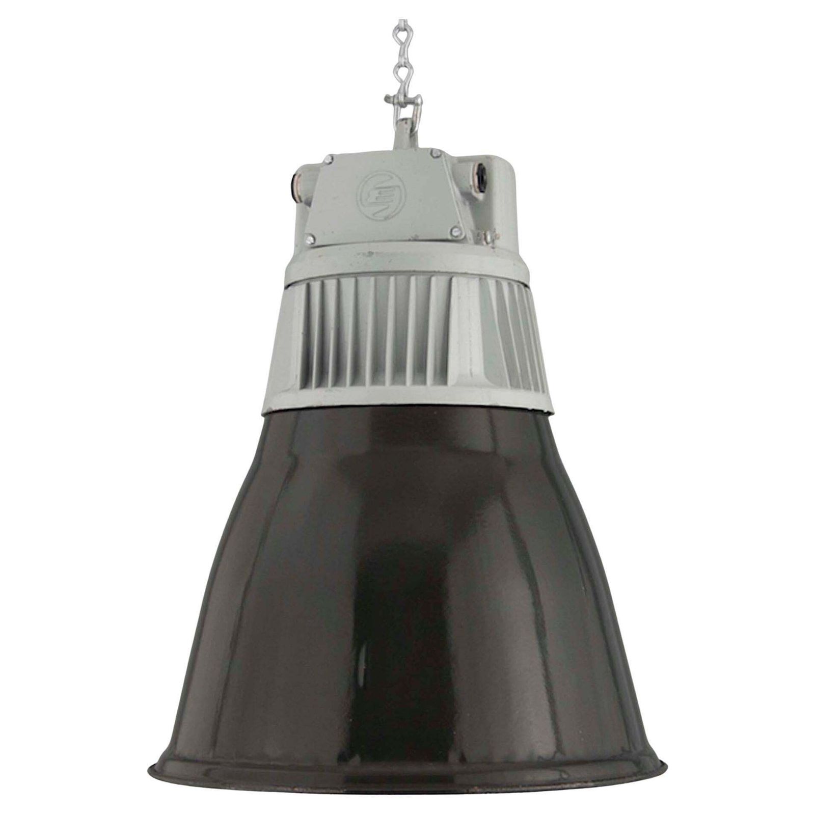 1960s Black Enamel Factory Pendant Light By Elektrosvit
