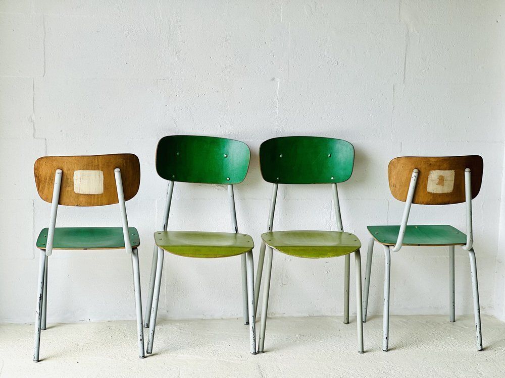 Vintage Schoolstoelen, Set Van 4 photo 373.0