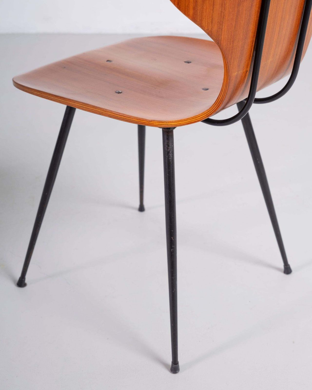 Carlo Ratti Set Of Four Lulli Dining Chairs In Steel And Wood By Ilc 1950s Italy photo buy