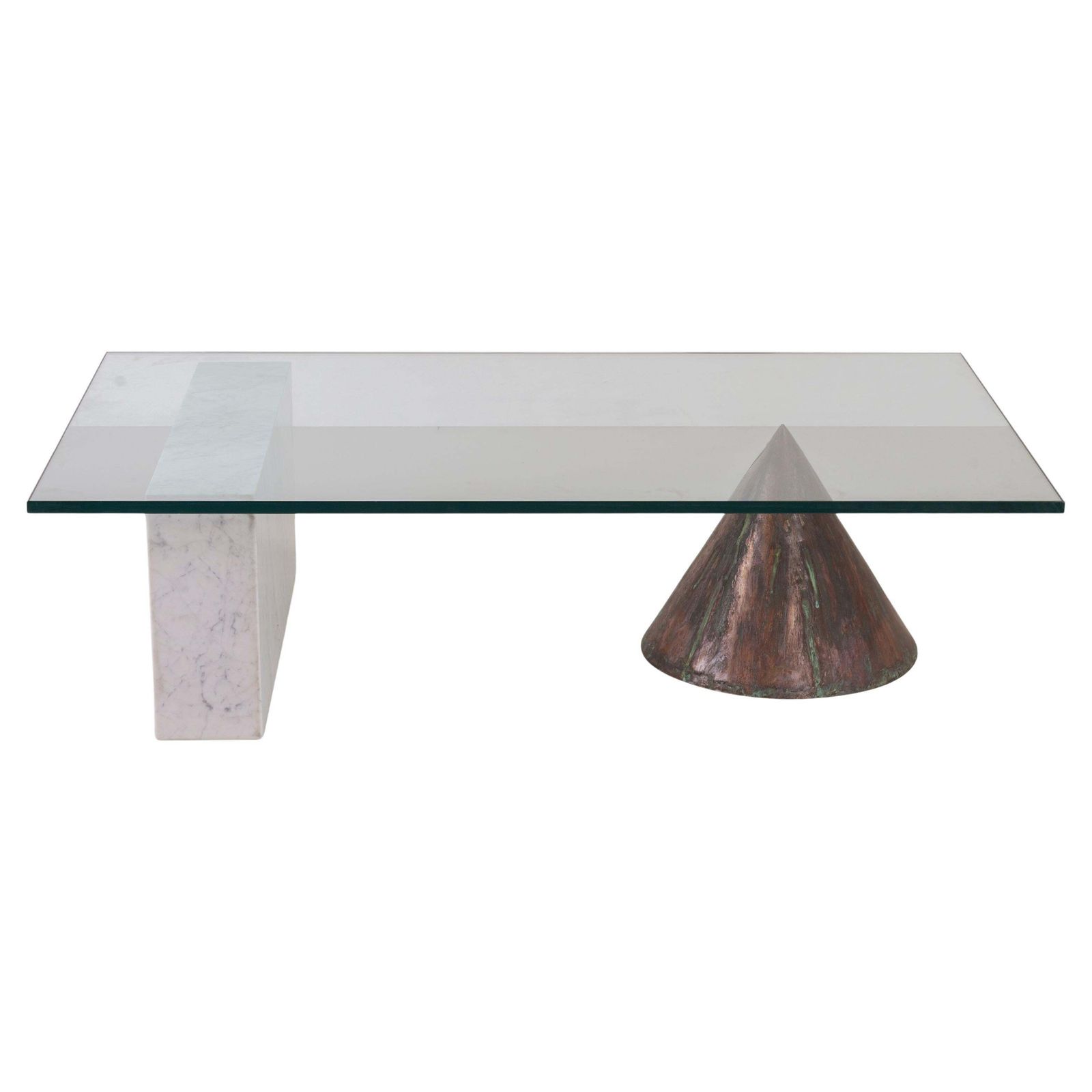 Massimo Vignelli Kono Table In Carrara Marble And Copper By Casigliani 1970s