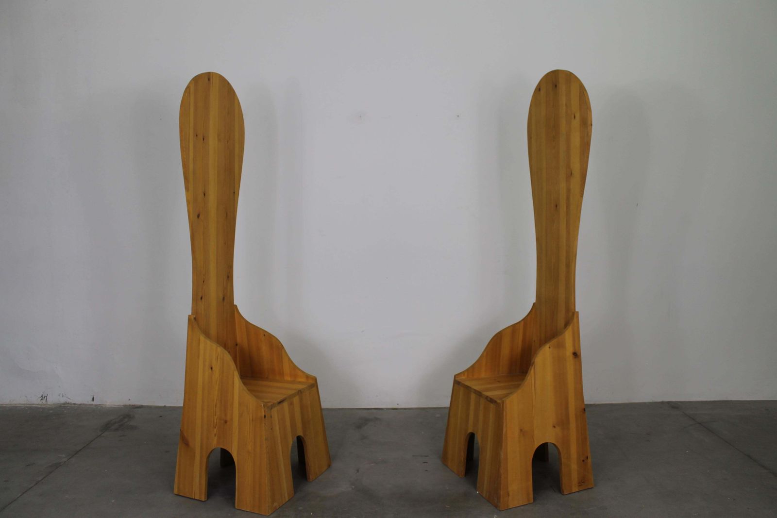 Mario Ceroli Set Of Two Fratina High Chair In Pine By Poltronova 1972 photo furniture