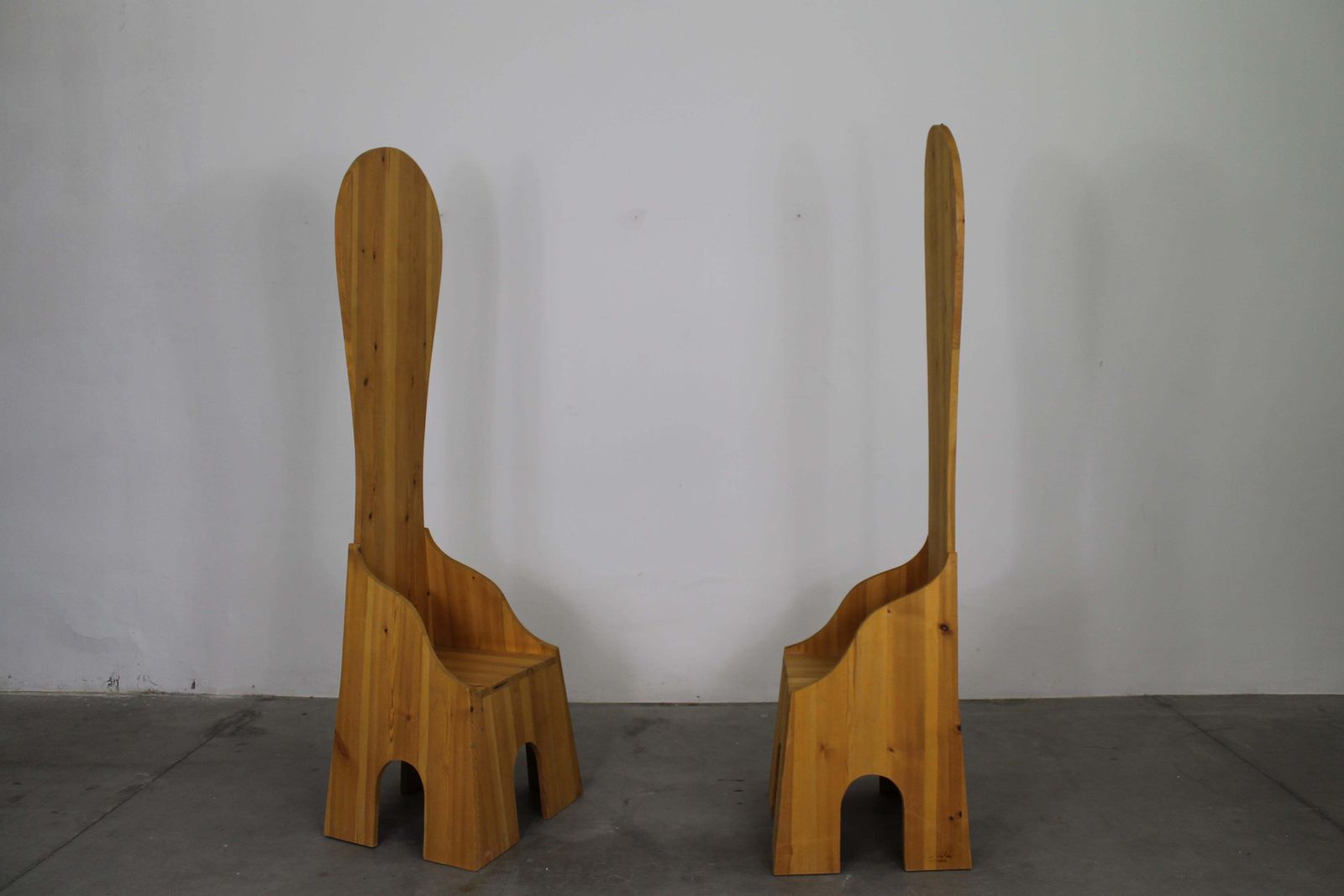 Mario Ceroli Set Of Two Fratina High Chair In Pine By Poltronova 1972 photo 9541.0