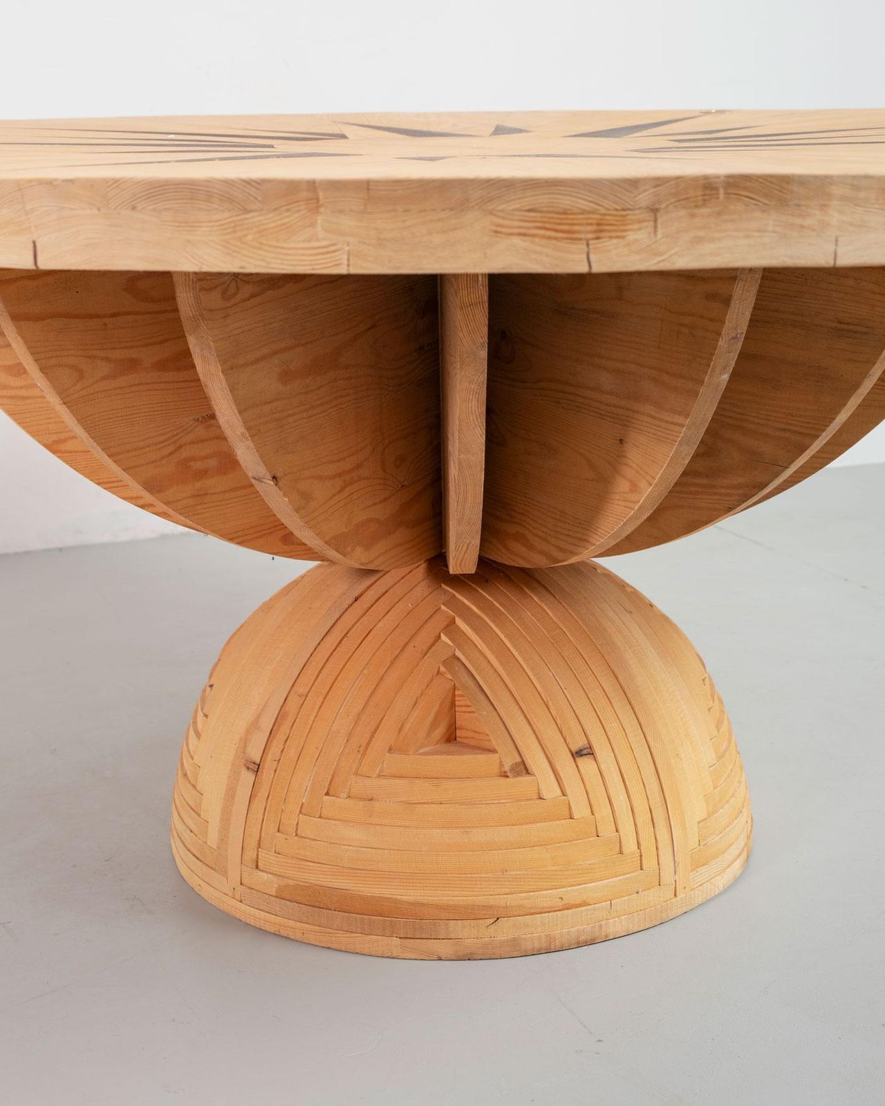 Mario Ceroli La Rosa Dei Venti Table In Pinewood With Inlays By Poltronova 1970s photo 24795.0