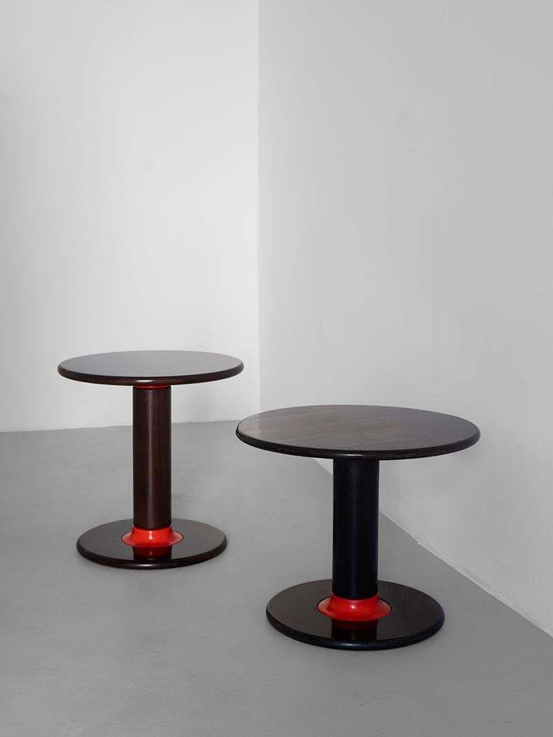 Ettore Sottsass Set Of Two Rocchettone Round Side Table By Poltronova 1960s