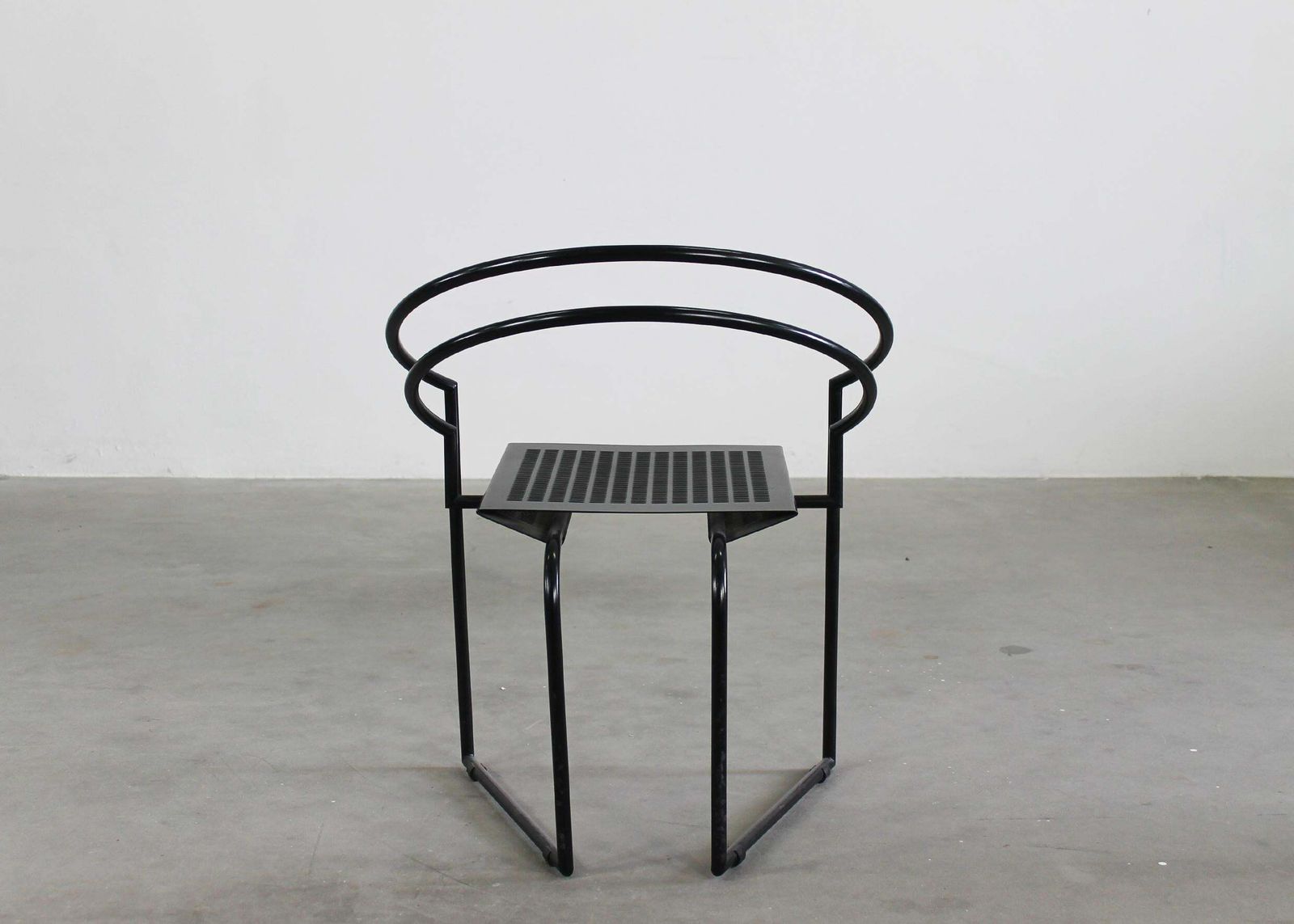 photo for sale Mario Botta Set Of Six La Tonda Chairs In Black Lacquered Metal By Alias 1980s