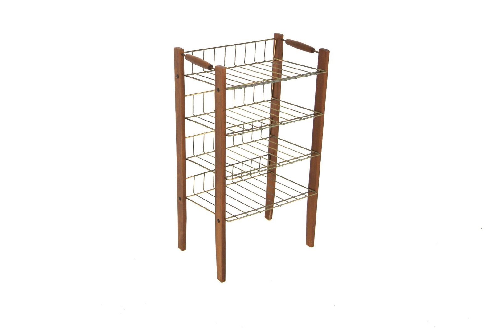 Scandinavian Magazine Rack In Beech And Metal, 1960 photo furniture