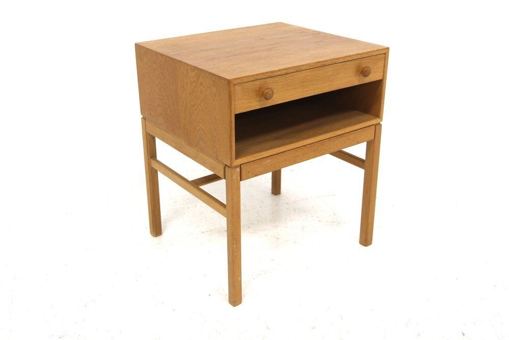Casino Bedside Table In Oak By Sven Engström And Gunnar Myrstrand For Tingströms, Sweden, 1960s