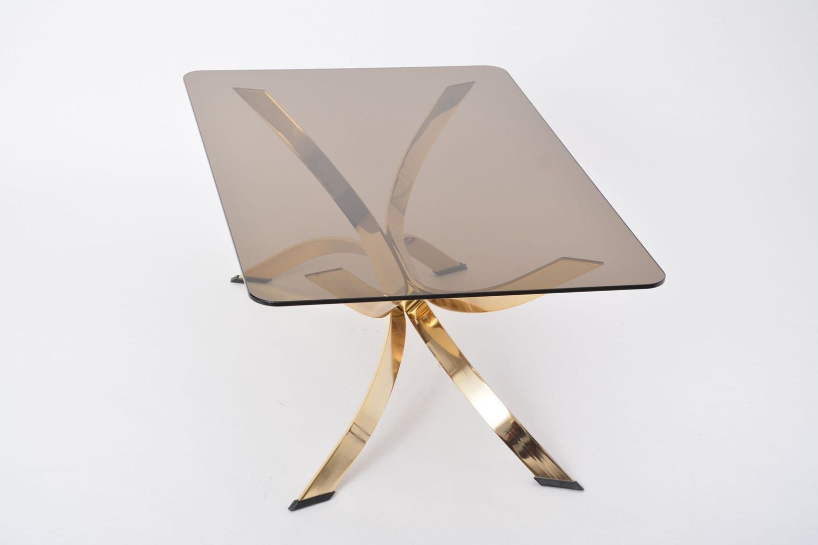 Italian Gold Metal Coffee Table With Smoked Glass Top, 1970s photo buy