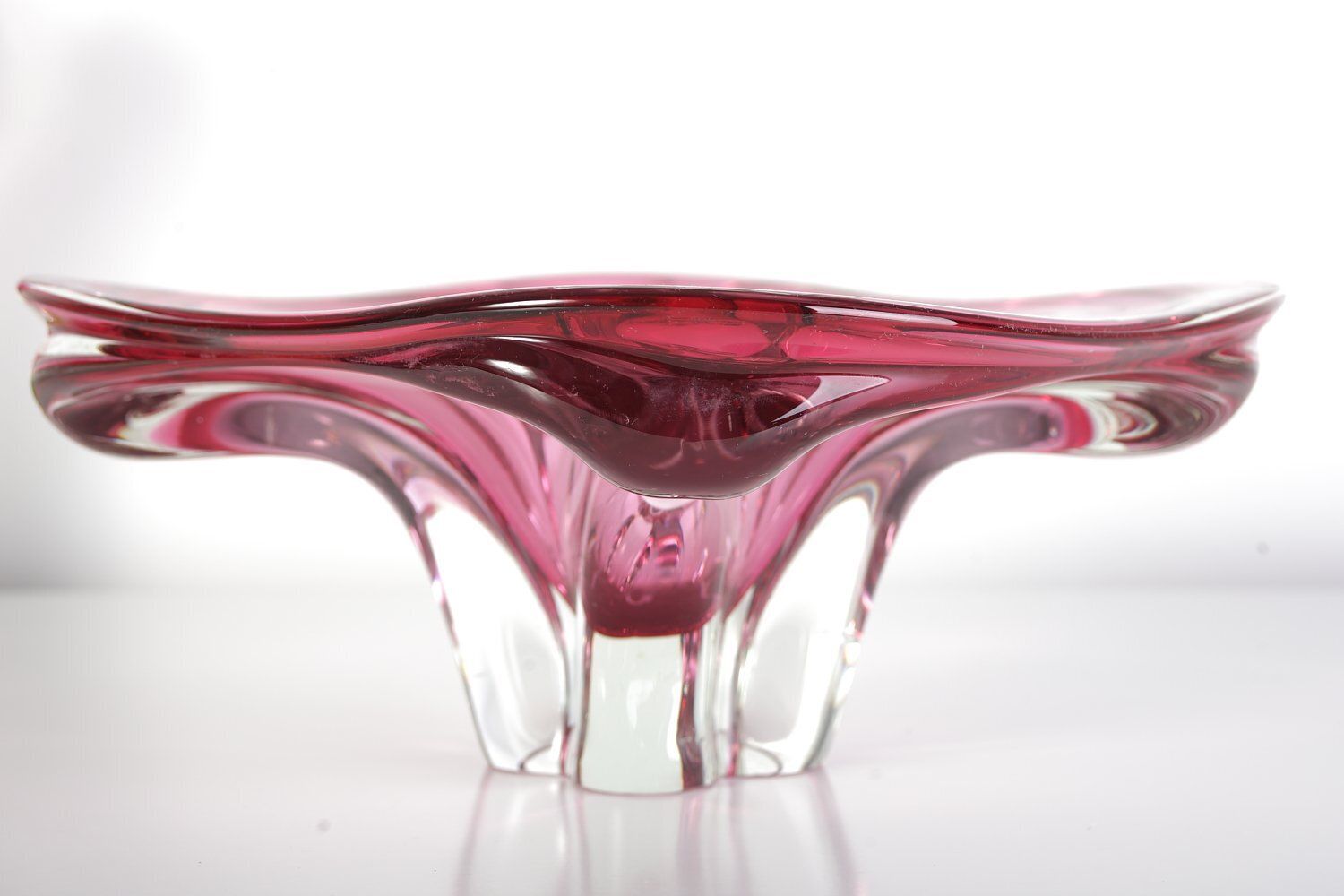 Bohemian Pink Glass Bowl By Josef M. Hospodka For Sklarny Chribska, 1960s photo furniture