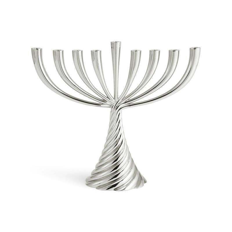 Contemporary Hanukkah Candleholder In Silver Twist Menorah photo furniture