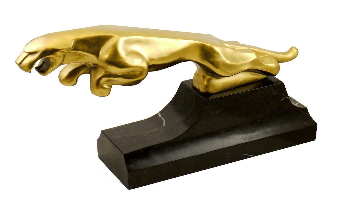 Bronze Radiator Mascot Sculpture Of Jaguar Leaper photo for sale