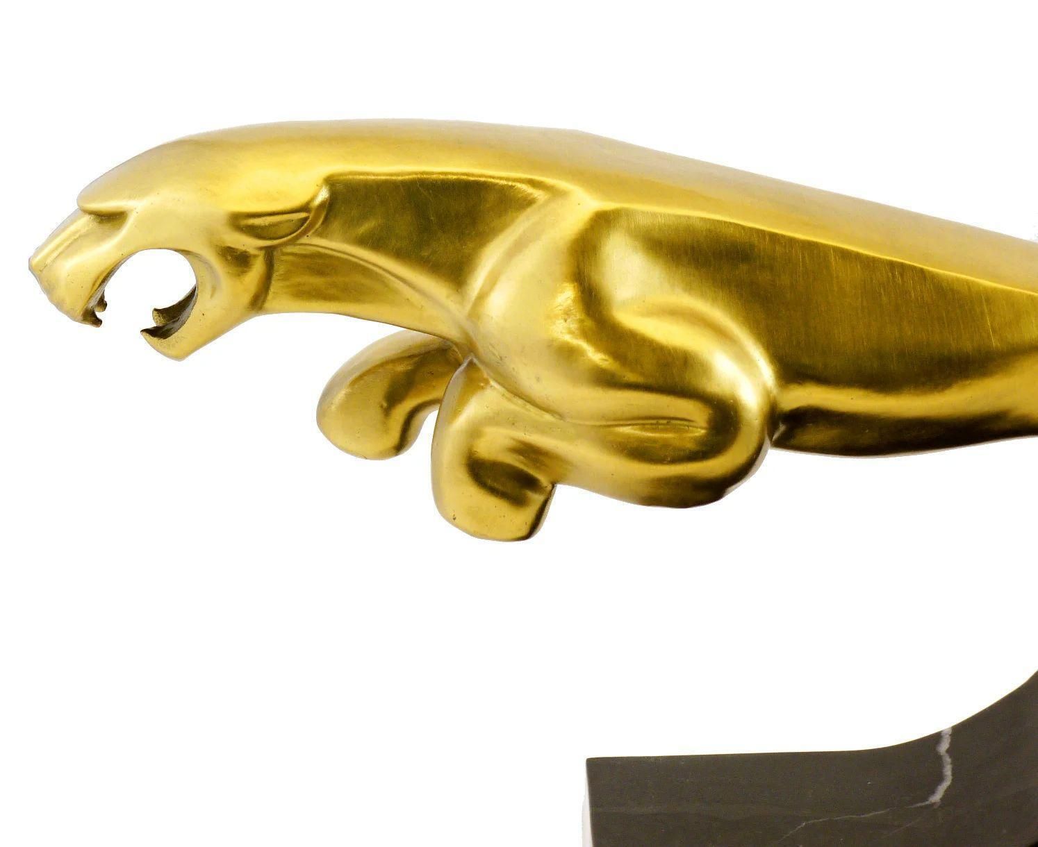 Bronze Radiator Mascot Sculpture Of Jaguar Leaper photo Art