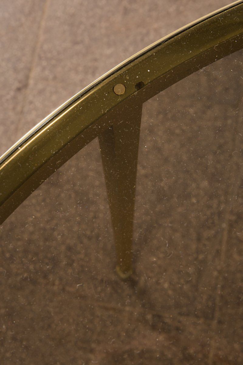 950.0 Circular Golden Brass Coffee Table From Vereinigte Werkstätten, 1960s photo