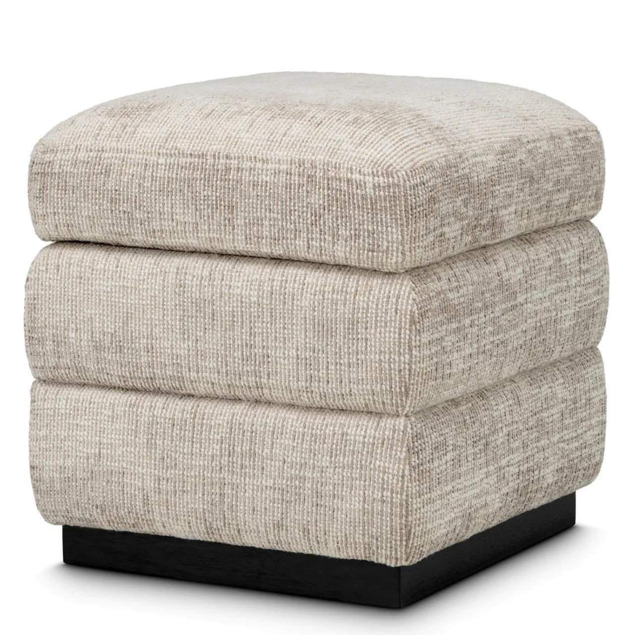 Stool In Creststone Beige Fabric With Wood Finish Base photo furniture