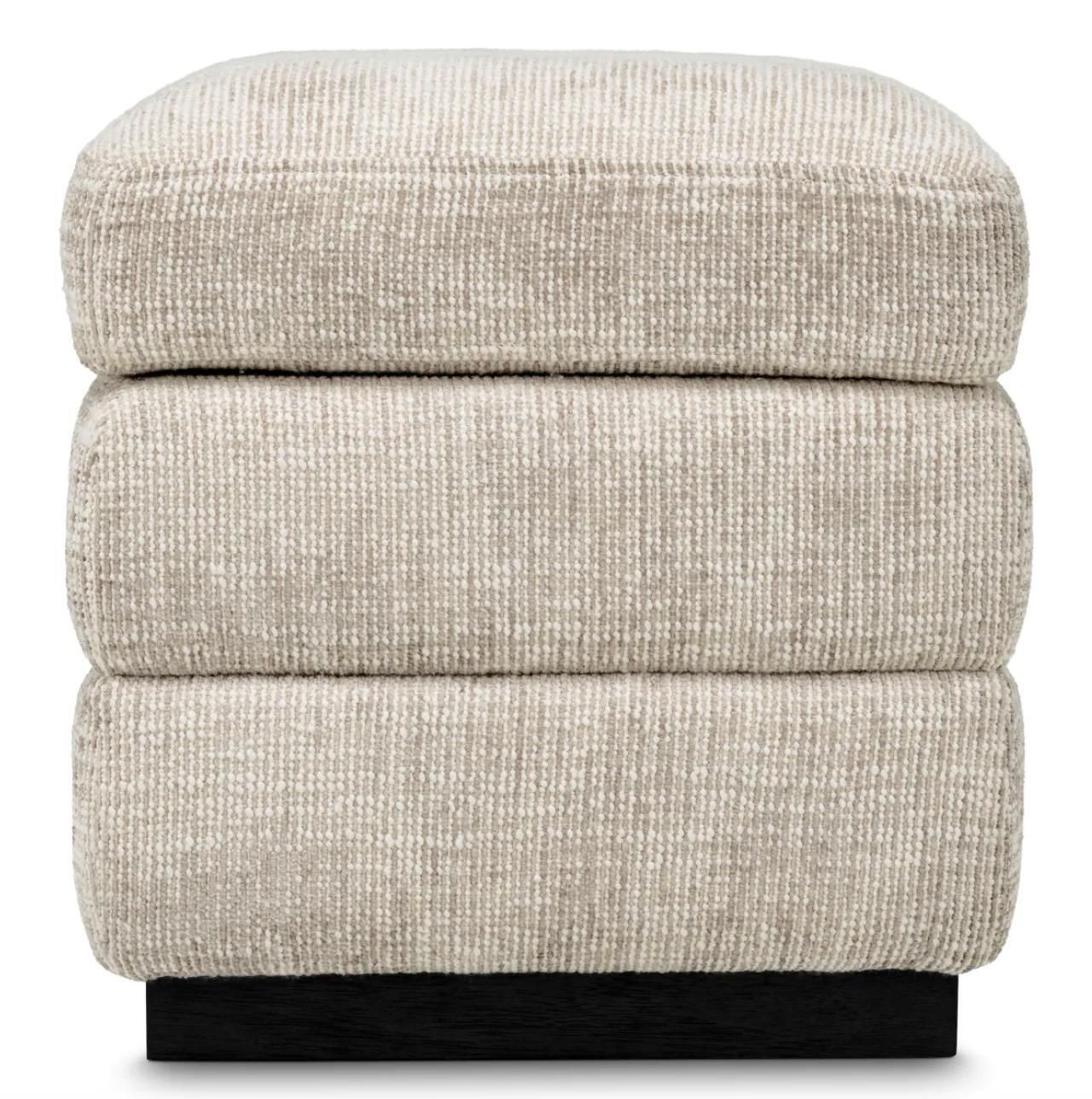 Stool In Creststone Beige Fabric With Wood Finish Base photo Furniture