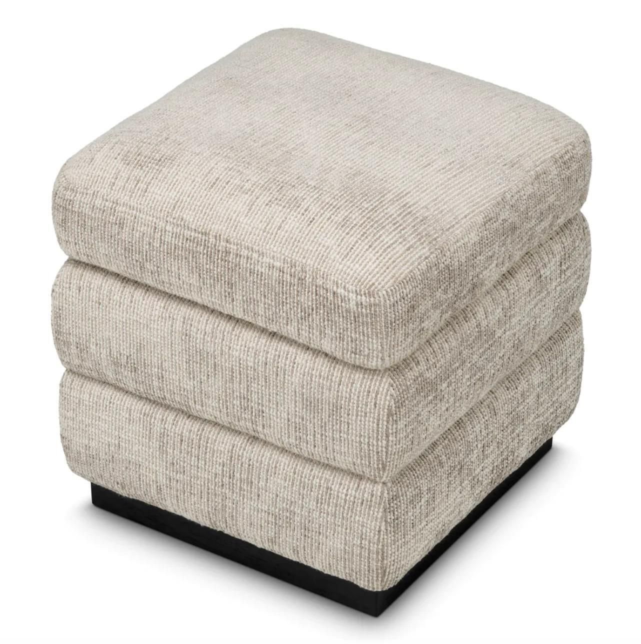Stool In Creststone Beige Fabric With Wood Finish Base photo 1074.29