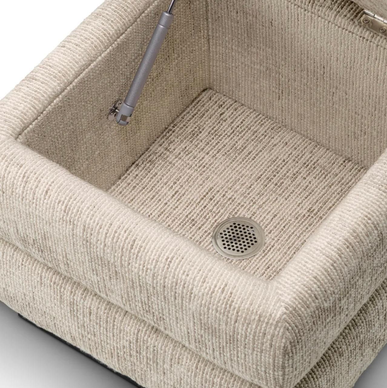 Stool In Creststone Beige Fabric With Wood Finish Base photo buy