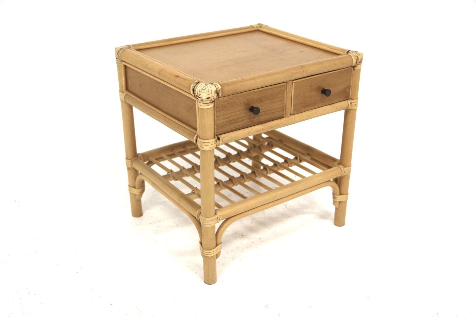 Rattan Bedside Table By Kenneth Bergenblad For Dux, Sweden, 1960s