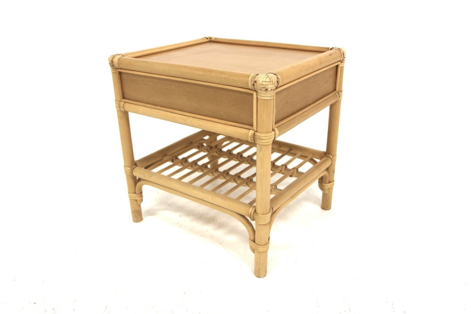Rattan Bedside Table By Kenneth Bergenblad For Dux, Sweden, 1960s photo for sale