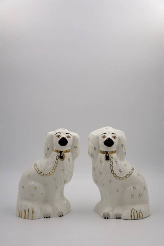 Mid Century Staffordshire Ceramic Spaniel Mantle Dogs From Beswick England, 1960s, Set Of 2