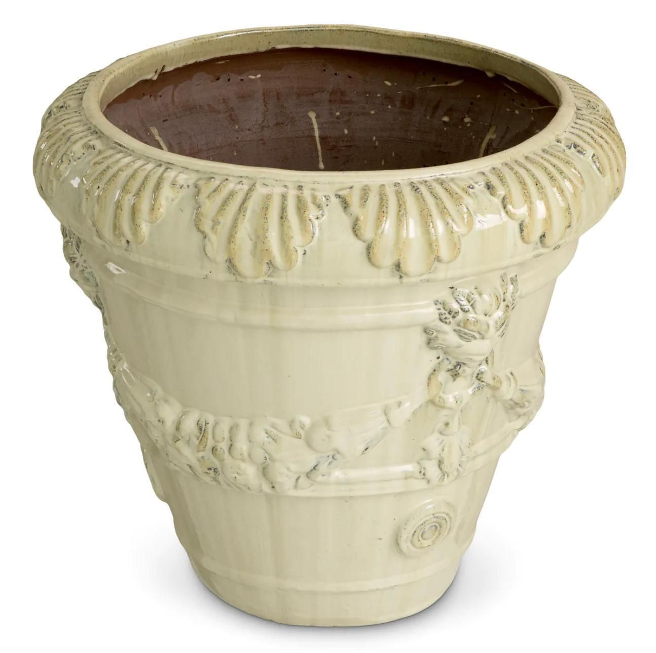 Pair Of Contemporary Planters In Sand Finish Ceramic photo Garden Decor