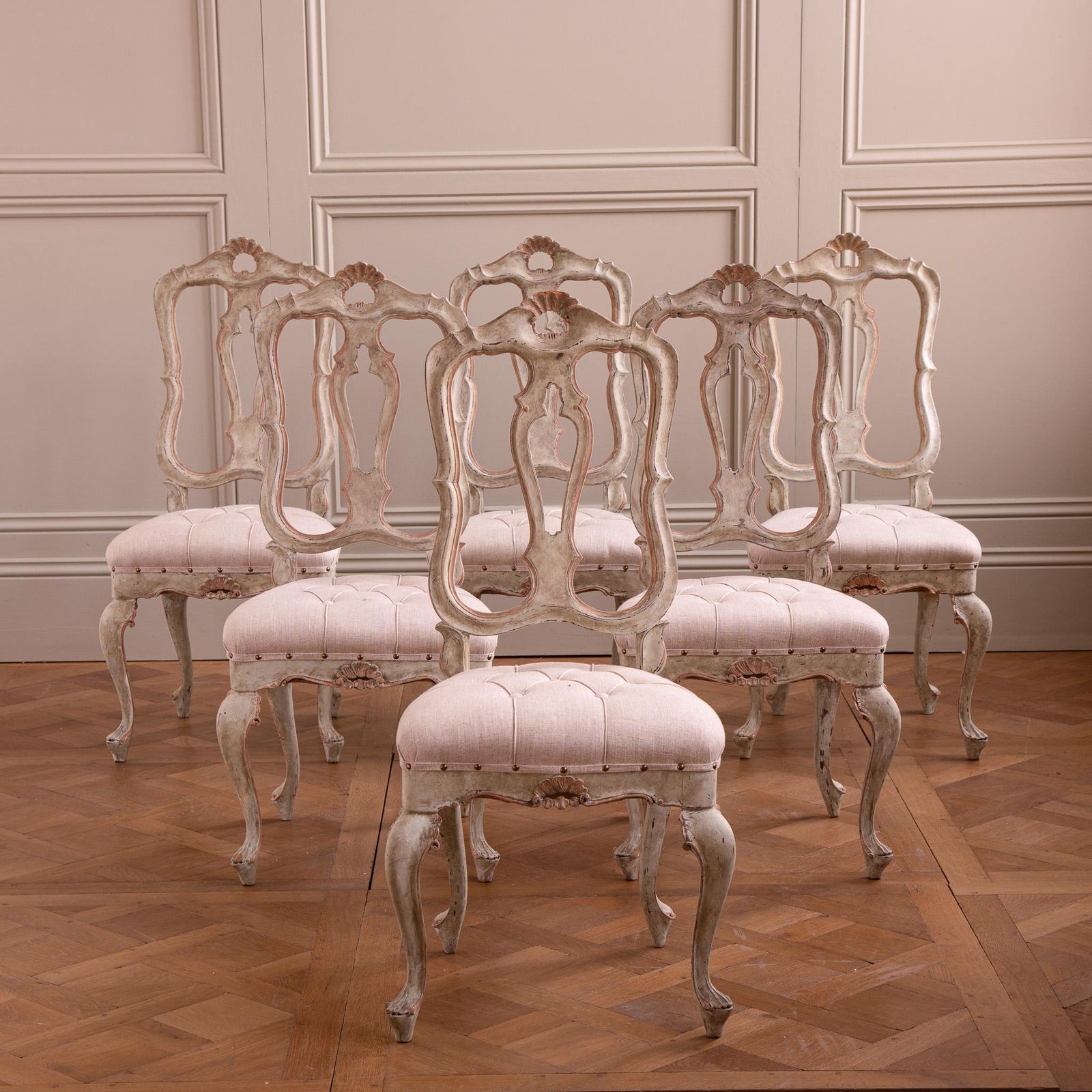 Set Of 6 Early 20th Century Italian Dining Chairs With Rococo Features photo furniture