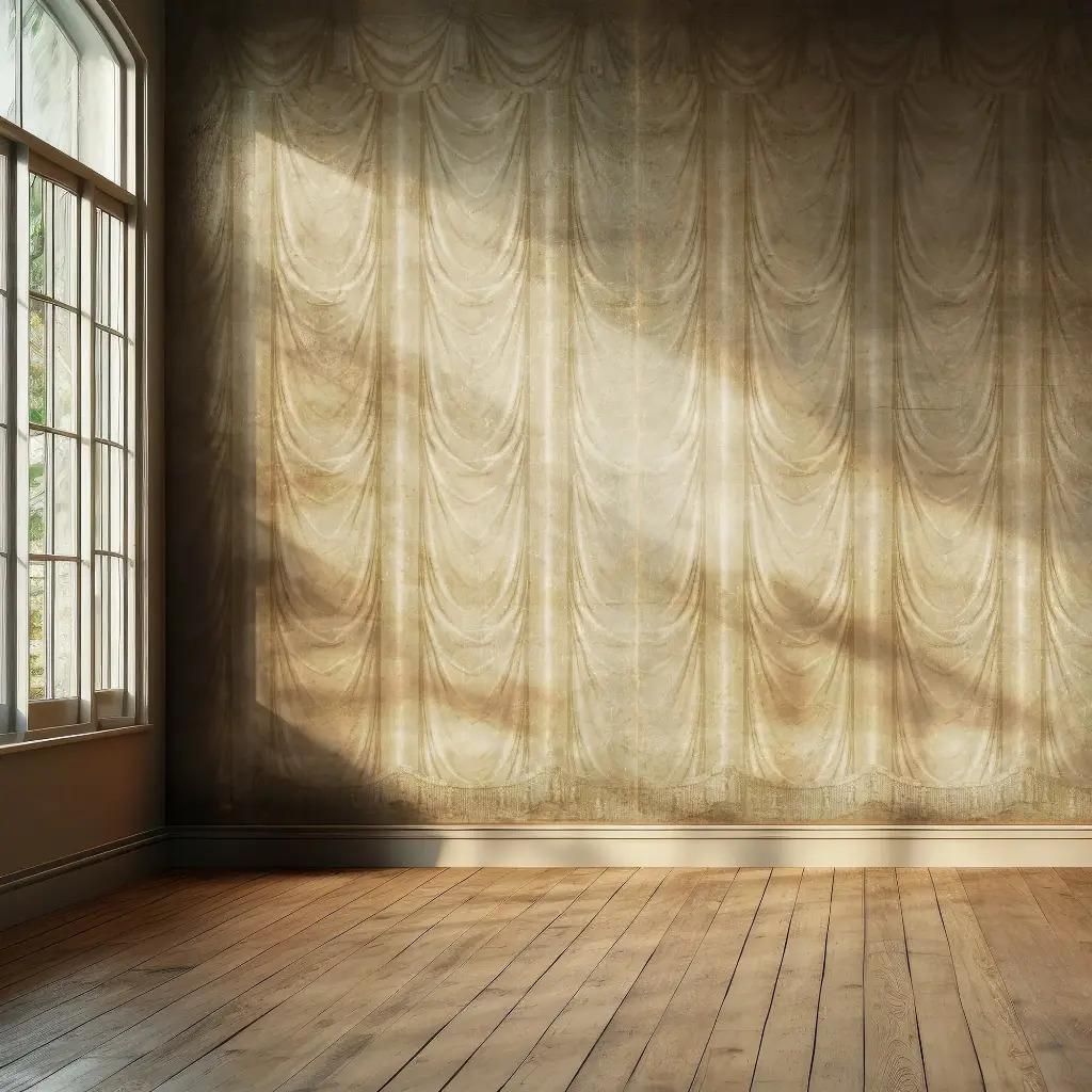 Draped Beige – Panoramic Wallpaper On Antique Style Paper photo furniture