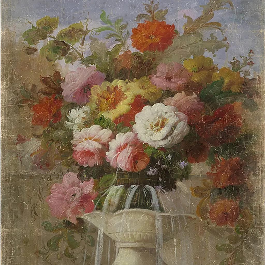 Bouquet 19th Panoramic Decorative Panel In Vintage Style photo Art