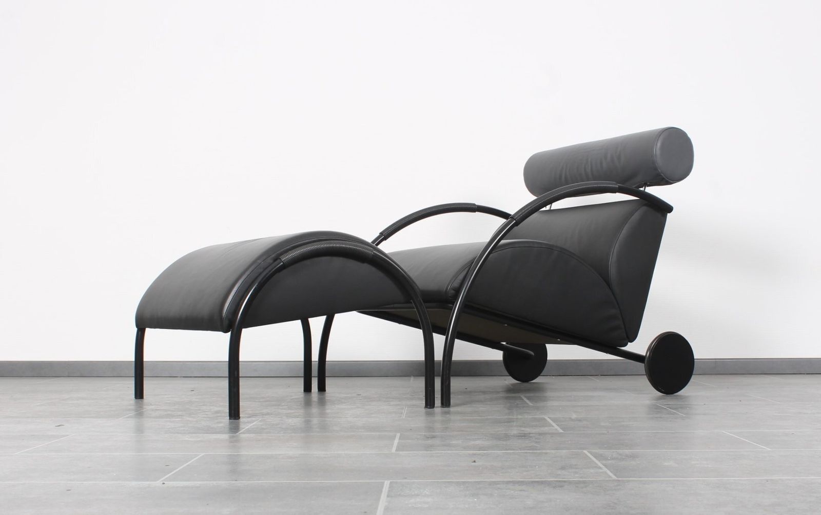 Set Of Black Leather Zyklus Armchair And Ottoman By Peter Maly For Cor, 1980s photo for sale