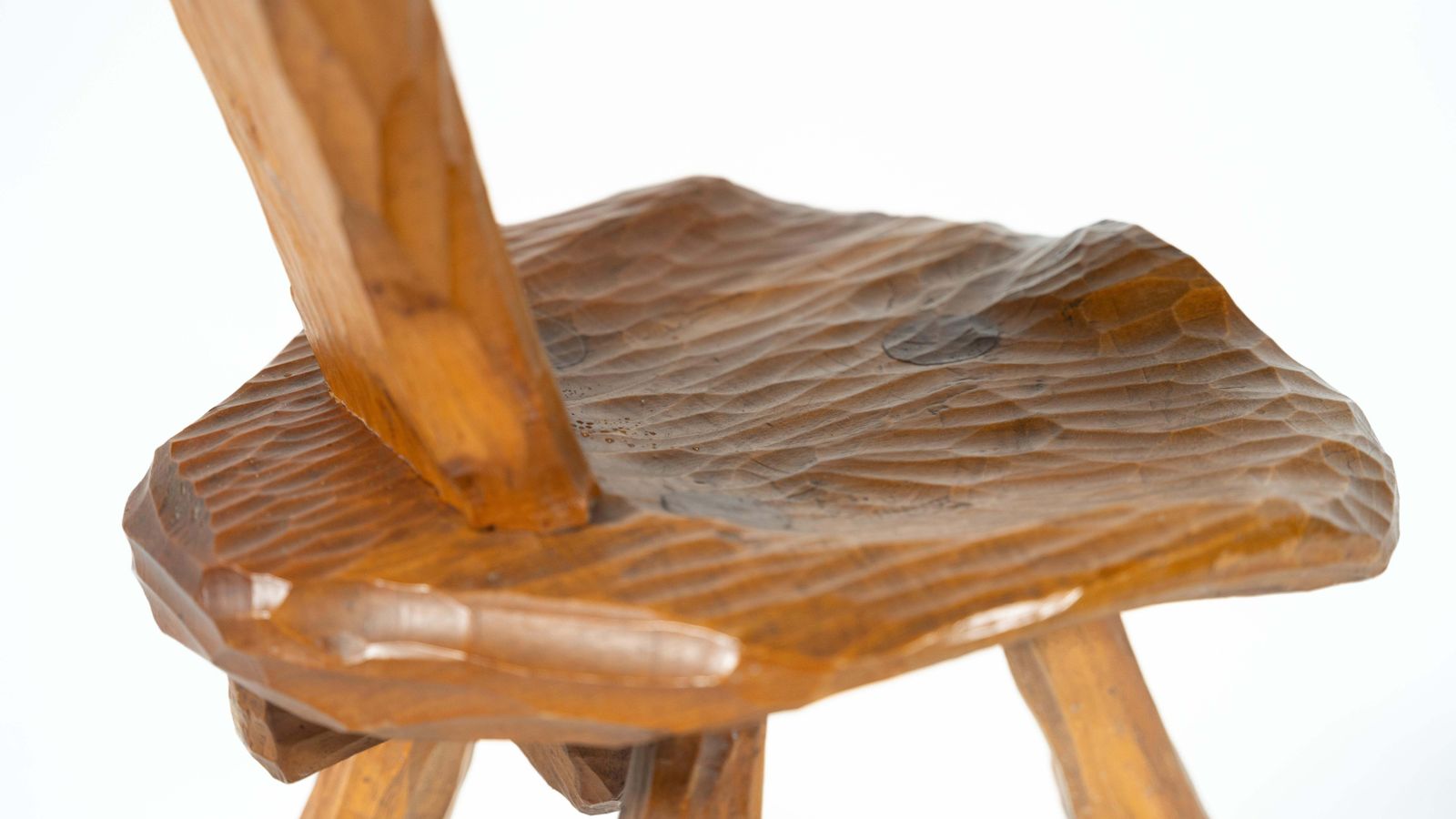 Furniture Set Of 4 Wooden Brutalist Chairs, Italy, 1970s photo