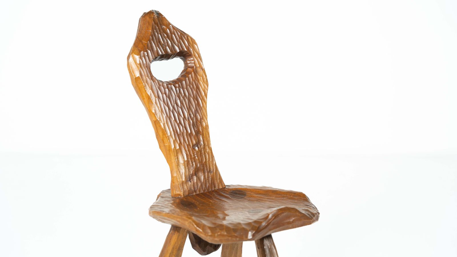 photo vinterior Set Of 4 Wooden Brutalist Chairs, Italy, 1970s