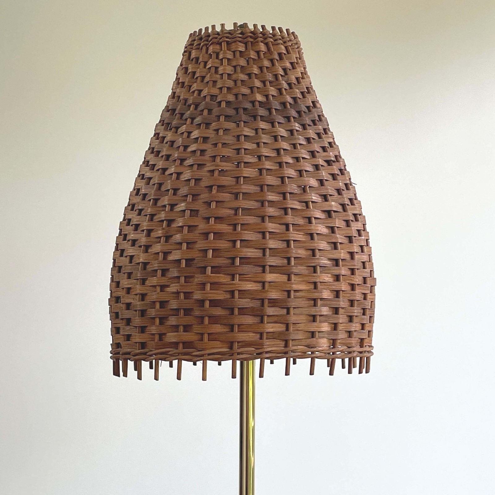 Rattan, Teak & Brass Tripod Floor Lamp, Sweden 1950s To 1960s photo 1240.0