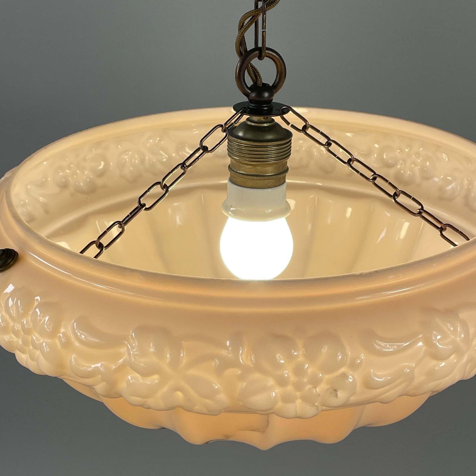 Pale Rose Marbled Glass Pendant, Sweden 1920s To 1930s photo buy