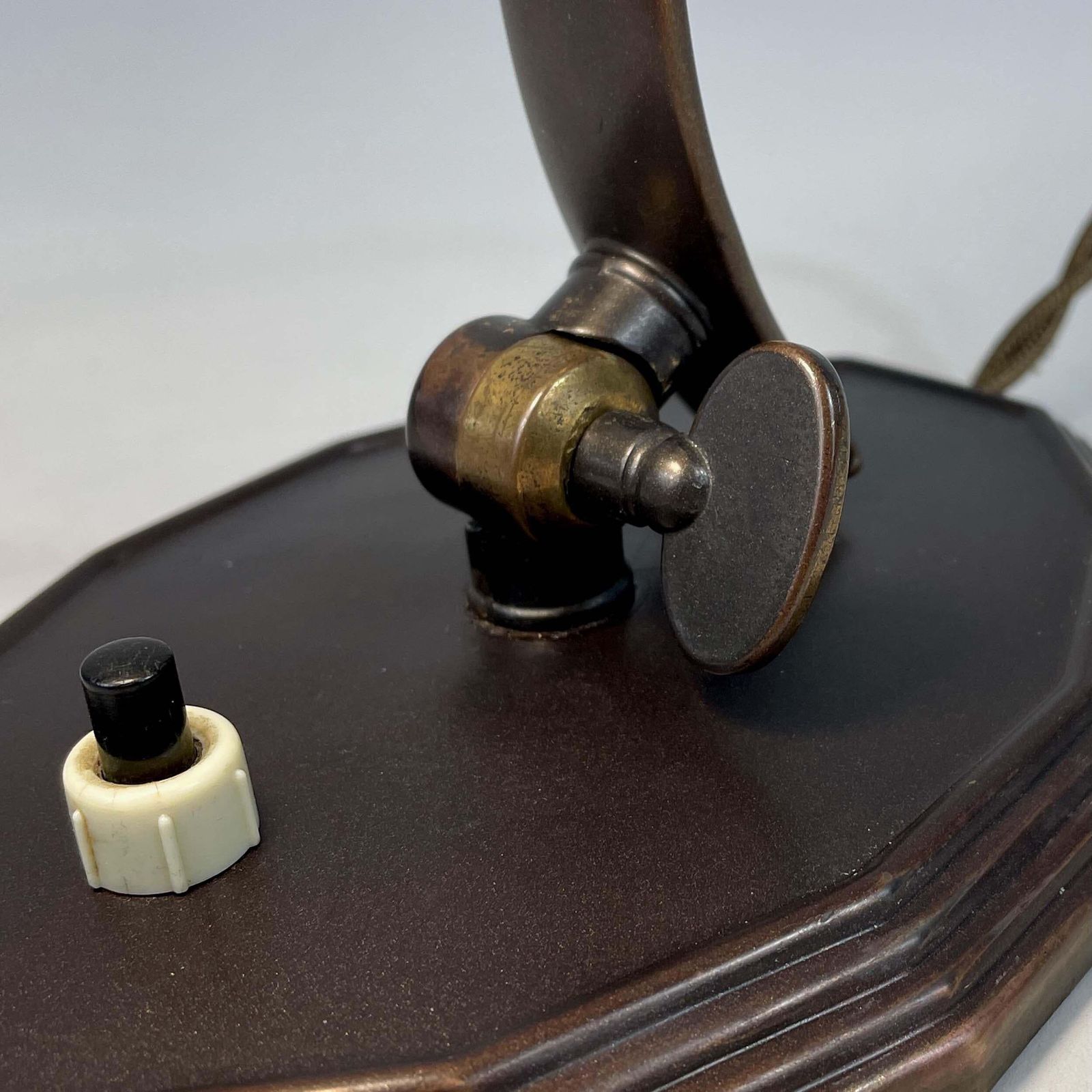 photo buy Bronzed Brass & Havanna Glass Table Lamp, Sweden 1920s To 1930s