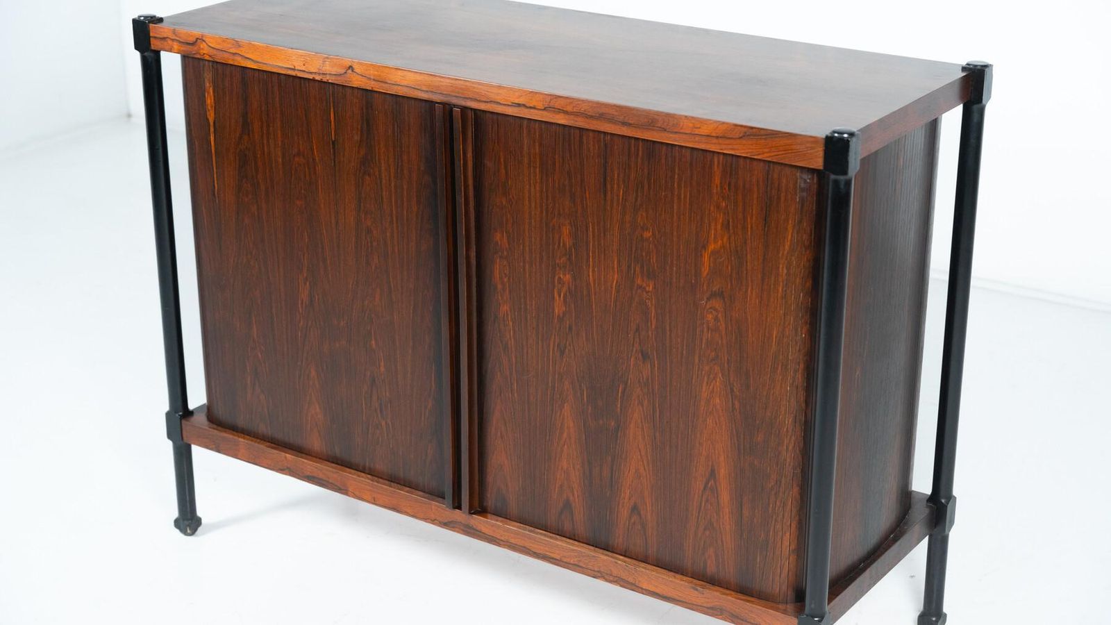 Mid Century Cabinet With Rollers Shutters By Antonio Proserpio, Wood, Italy photo vinterior