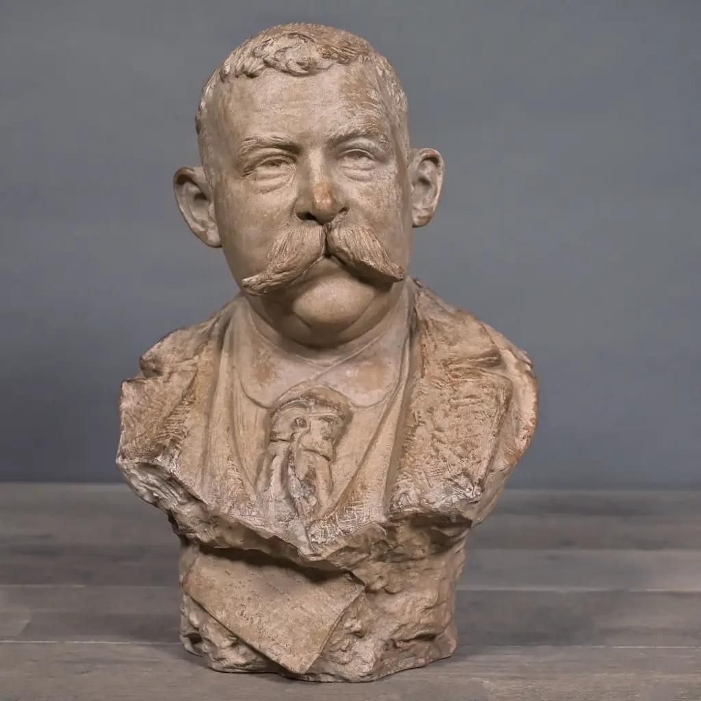Terracotta Bust 19th Century Naturalist Sculpture photo furniture