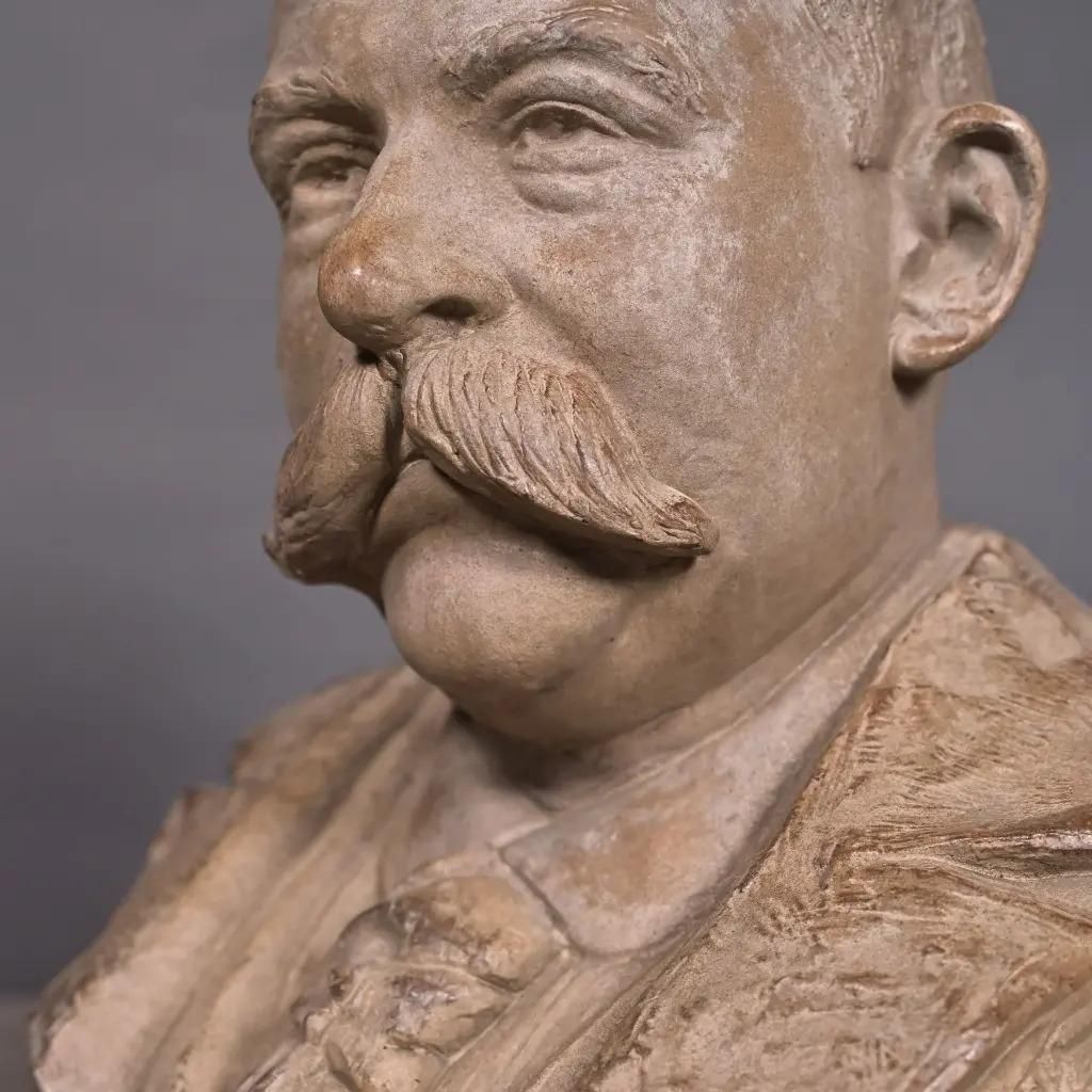 Terracotta Bust 19th Century Naturalist Sculpture photo vinterior