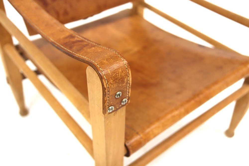 Leather Safari Chair By Aage Bruun & Son, Denmark, 1960s photo furniture