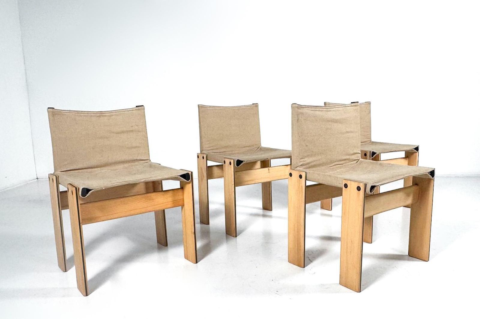 Set Of 4 Monk Dining Chairs By Afra & Tobia Scarpa For Molteni, 1970s photo for sale
