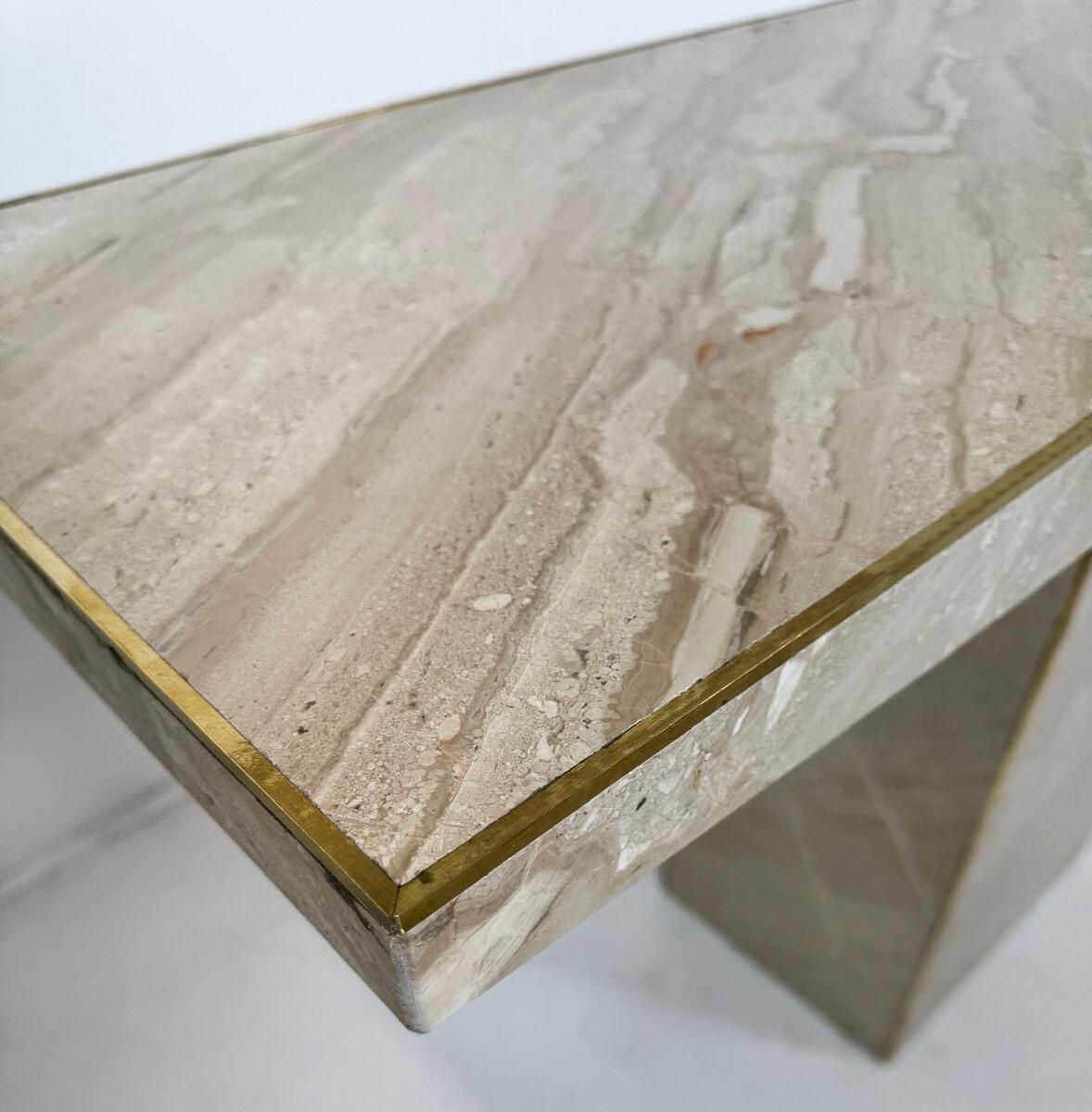 Mid Century Modern Travertine Console, Italy, 1970s photo for sale