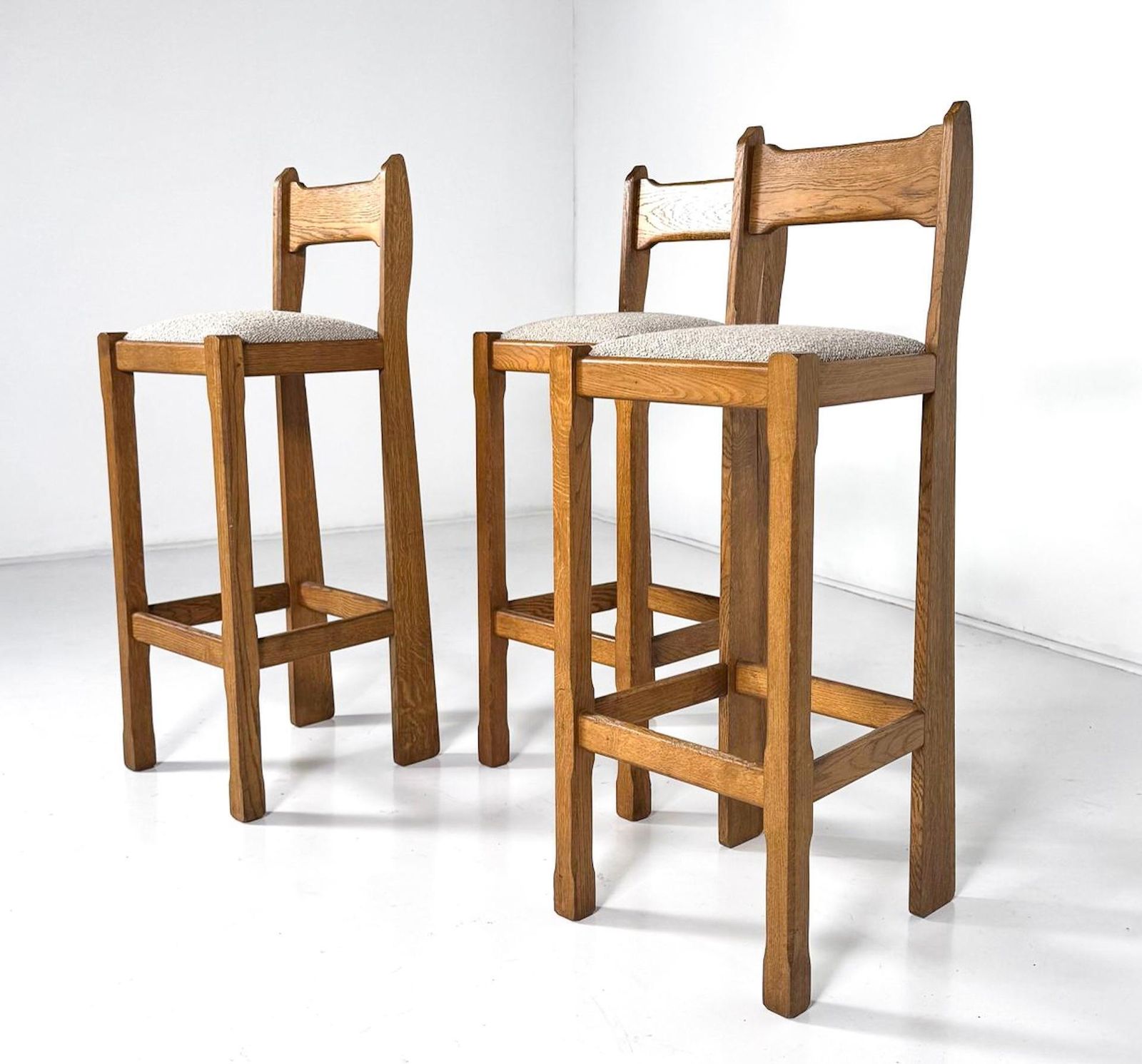 Mid Century Modern Bar Stool, Wood And Fabric, 1970s, Italy photo for sale